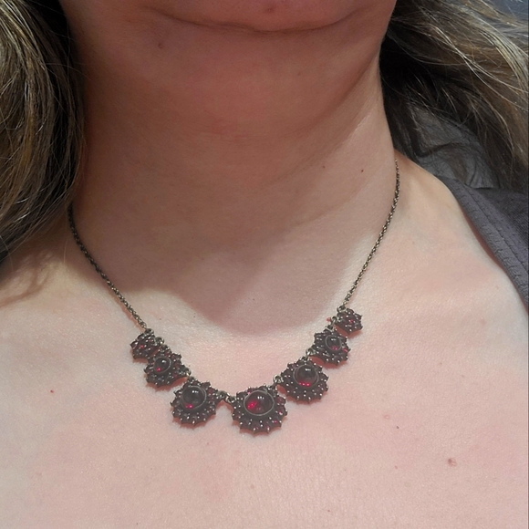 10k gold plated garnet vintage necklace - Picture 2 of 5